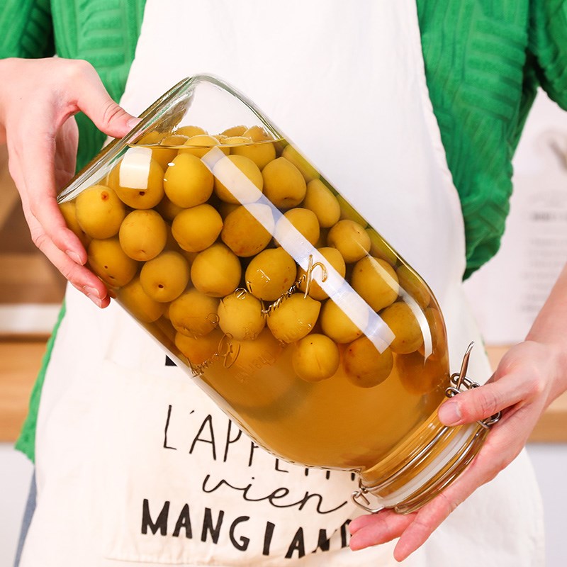 Glass wine bottle, household green plum and bayberry fruit wine, special buckle sealed jar 10 catties with faucet, high-end wine jar