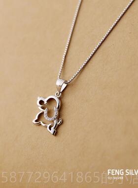 正品新款命年小本项链女狗纯银韩国生肖狗狗吊坠爱小可动物锁骨链