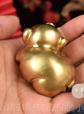 高档全黄在铜心生肖猪桌实面小摆件男女搁手把件乐其中文房镇纸笔