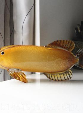 高档中国风易上手豪华易博釉金鱼饰品工艺样板房装修办龙公室面品