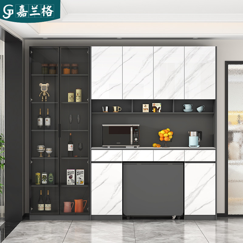 折叠餐桌岩板餐边柜高柜一体靠墙酒柜客厅家用小户型储物柜子定制,淘宝优惠券,粉丝福利购,淘宝优惠卷