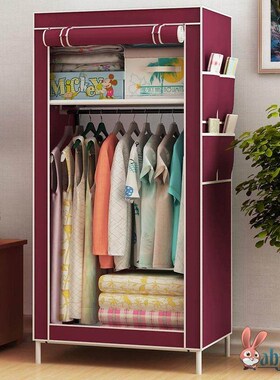 经济简易布衣柜收纳柜子家用卧室布艺挂衣橱组装出租房用现代简约