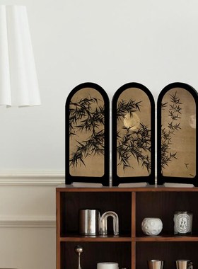 《墨竹》中古风屏风桌面摆件创意高级感小众艺术电视柜摆台装饰画