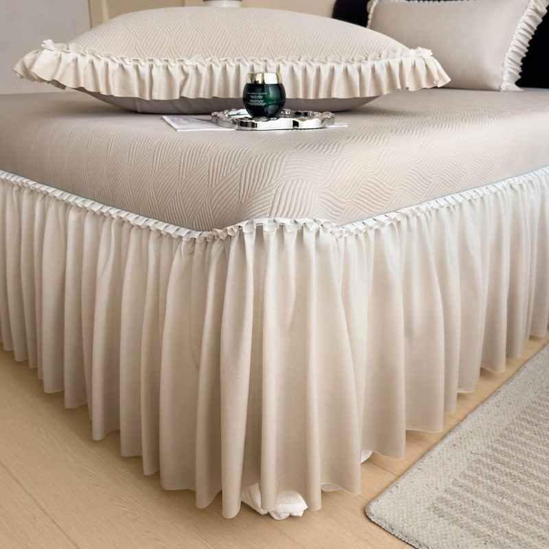 夏季凉感冰豆豆冰丝凉席床裙款三件套公主风床罩软席子带裙边床单,淘宝优惠券,粉丝福利购,淘宝优惠卷