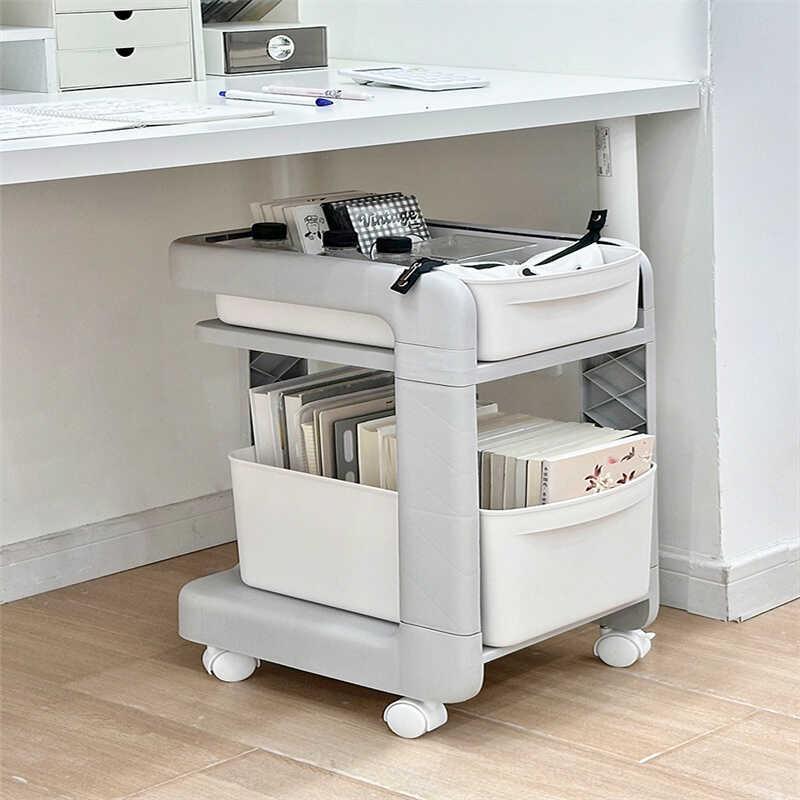 德国书包置物架可移动办公室桌下小推车家用学生书本整理收纳架子 - 图0