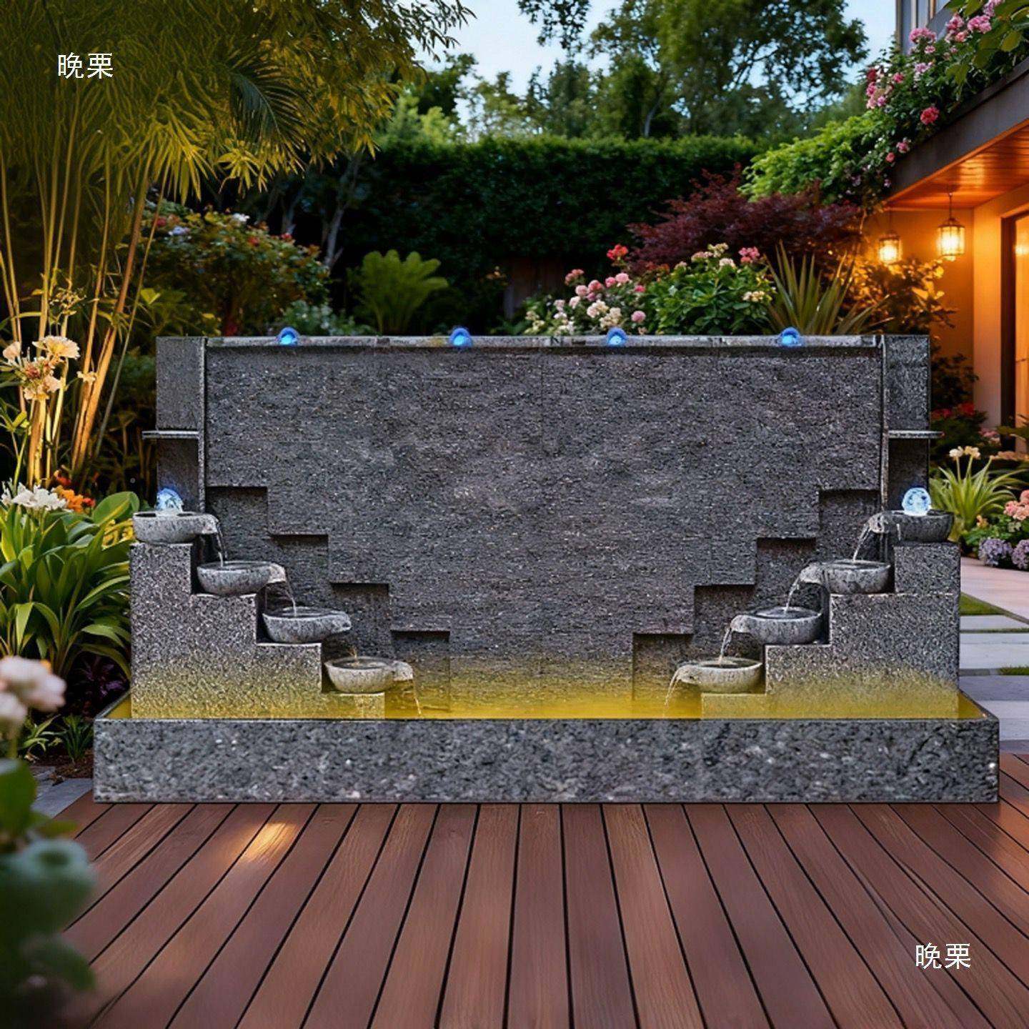 墅石材水幕墙水墙喷水景别景观开流业庭院屏风装饰落地泉XIT摆件,淘宝优惠券,粉丝福利购,淘宝优惠卷