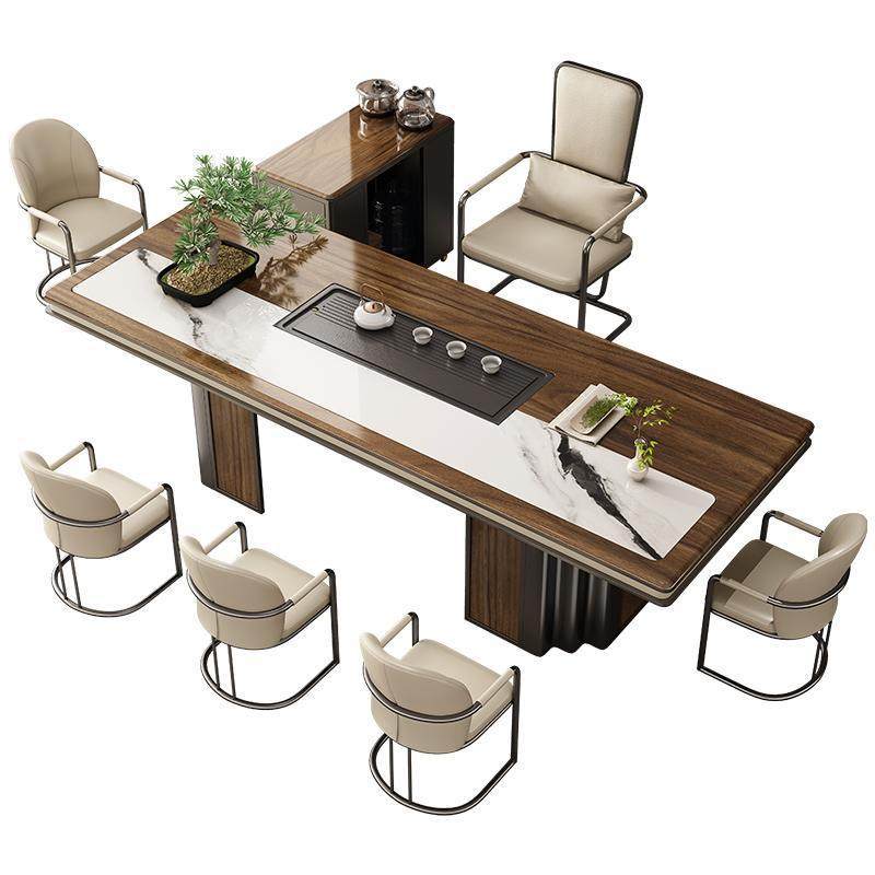 新款彩晶岩板茶桌椅组合新中式烧水壶一体嵌入式全自动茶具带茶车,淘宝优惠券,粉丝福利购,淘宝优惠卷