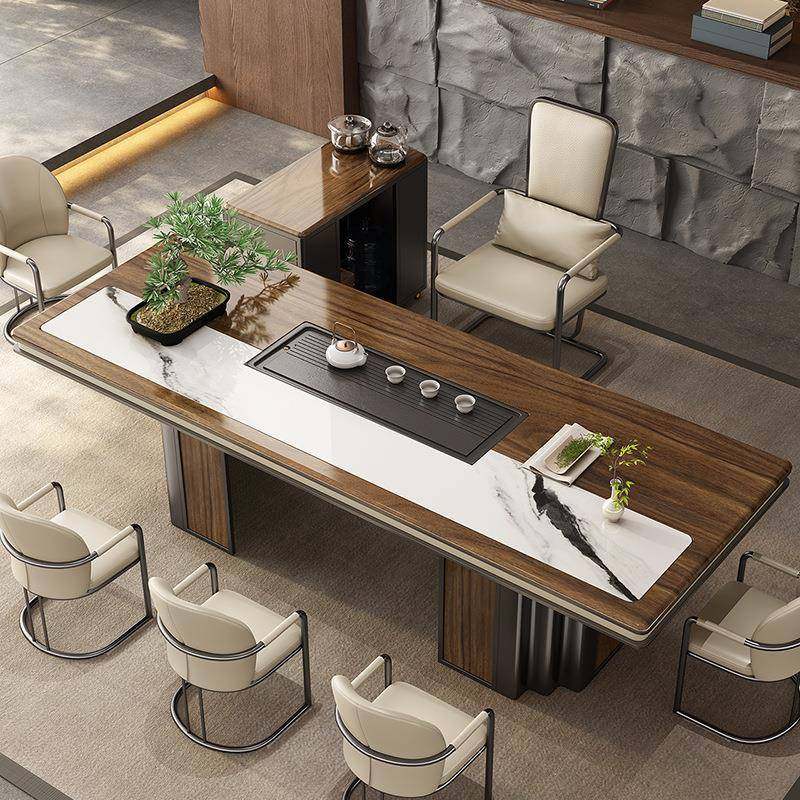 新款彩晶岩板茶桌椅组合新中式烧水壶一体嵌入式全自动茶具带茶车,淘宝优惠券,粉丝福利购,淘宝优惠卷