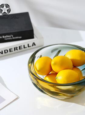 钻石星欧式现代双色厚重水晶玻璃果盆花瓶套装客厅简约装饰摆件