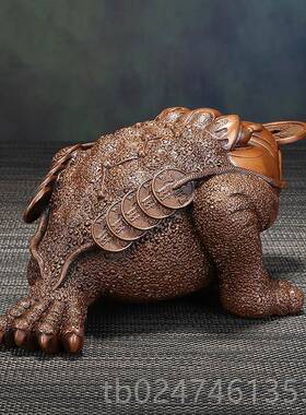 新款紫铜公三足金蟾摆件蟾蜍新中式居家办室装品公司乔饰迁开业礼