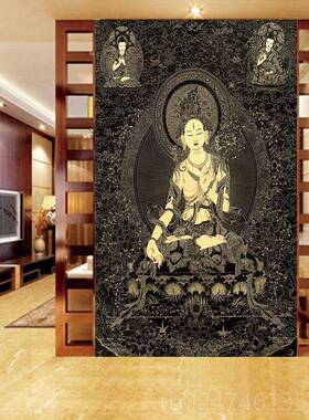 正品度母色黑金唐卡白描线稿 手金绘填色画静心减压涂DIY手绘佛像