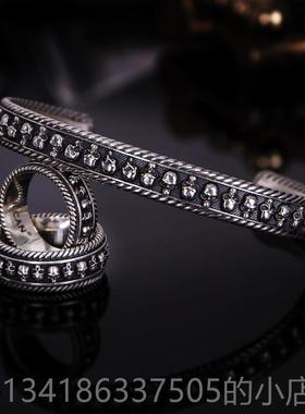 正品VULCAN伏尔甘骷手车镯髅男纯银网红机流行哈雷欧髅美手工骷银