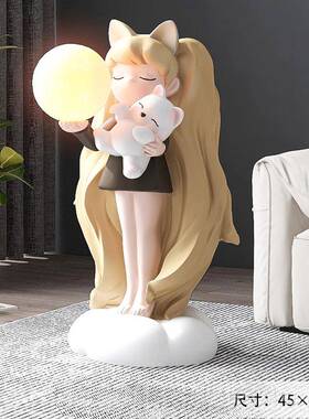 新款大型女孩居客厅落迁地件家居饰品电视柜沙发摆旁玄关雕塑乔新