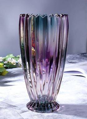 好看有档次透贵水晶玻明璃插花鲜花富竹花瓶的77744907轻奢插花餐