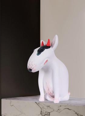 现简约创意动物卡通狗狗摆件艺雕塑间公仔样板儿童房软代LEV装术