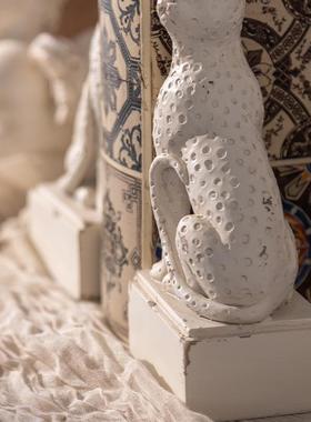 法式复档古书创意狸书摆件玄关桌面书桌工立艺A2785品摆设拍猫摄