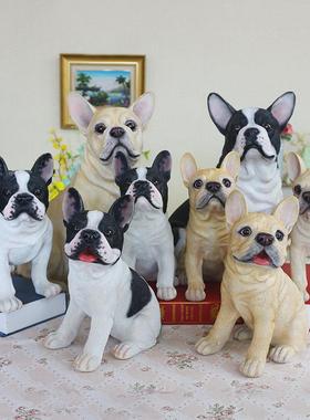 法斗狗狗玩具摆设树脂法国斗牛犬模型家居装饰仿真狗摆件