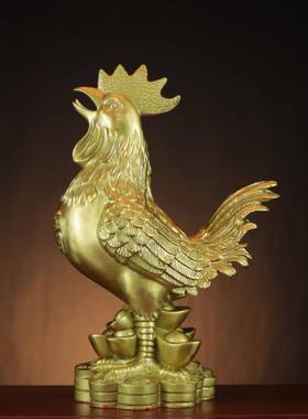 铜公鸡摆件铜福鸡安宅工艺品家具装饰品办公室桌面生肖金鸡摆设