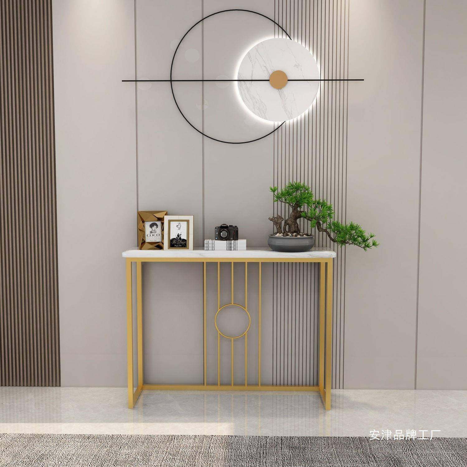 玄关台轻奢简约现代玄关桌靠墙走廊入户客厅置物桌端景玄关条案台 - 图0