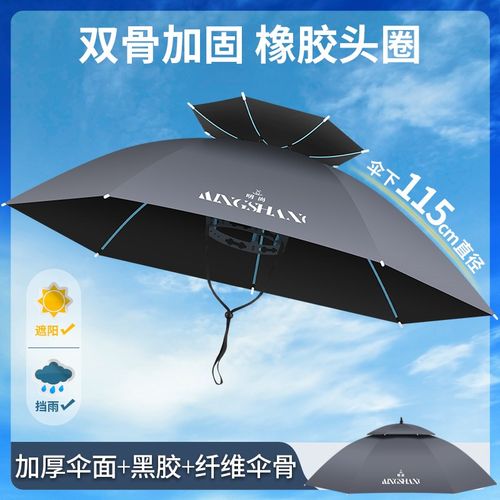 双骨伞帽头戴雨伞帽子钓鱼太阳伞户外采茶环卫防晒大号双层橡胶圈 - 图1