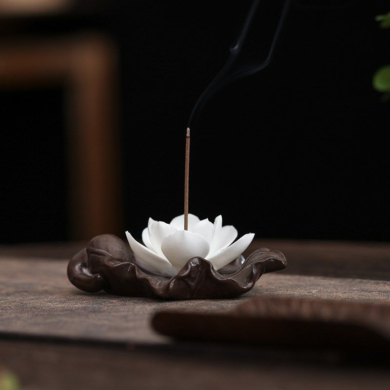 中式创意莲花线香插家用陶瓷室内线香座线香座香托香道卧香炉摆件,淘宝优惠券,粉丝福利购,淘宝优惠卷