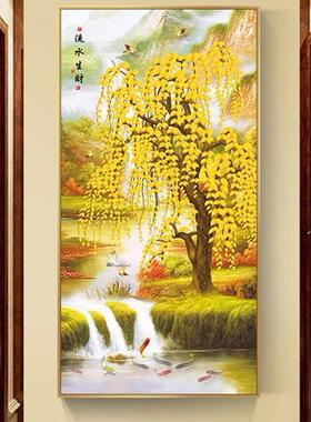 现代奢走YQJ廊过道ED灯画麋鹿画轻入壁户玄关装饰画发光竖版挂L画