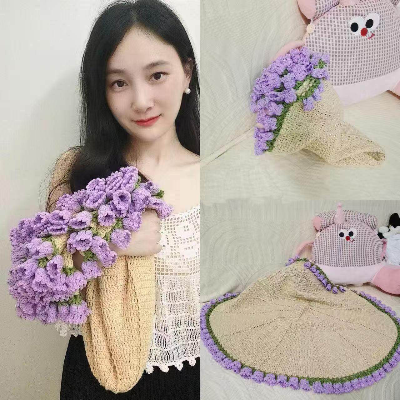 成品玫瑰花束毛毯编织花朵毯子成品七夕情人节教师节生日礼物女生,淘宝优惠券,粉丝福利购,淘宝优惠卷