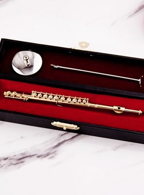 小迷你镀金长笛模型装饰摆件乐器模型送男女朋友老师创意礼品礼物