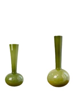 中古琉璃花瓶高级感绿色摆件桌面办公室干花花束客厅摆设一枝花高