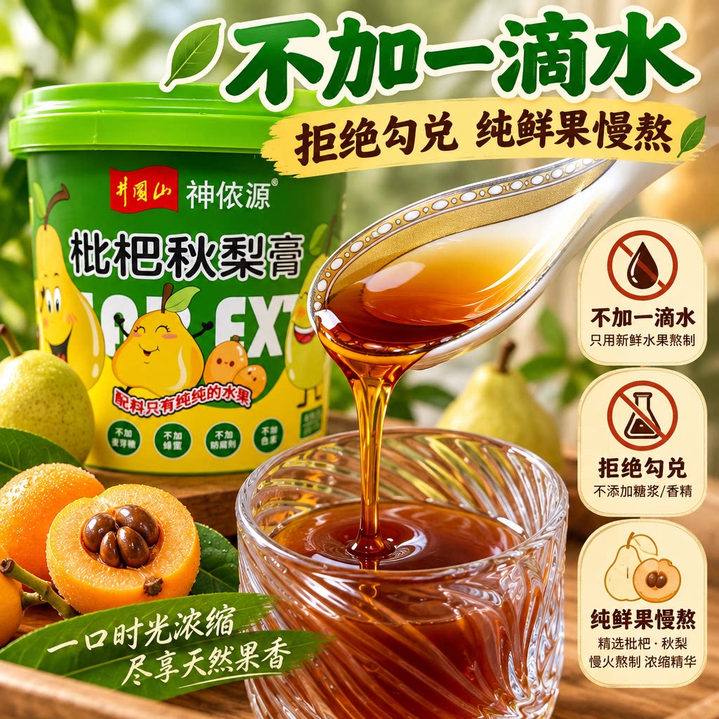 神侬源枇杷秋梨膏 便携润喉护嗓纯水果熬制