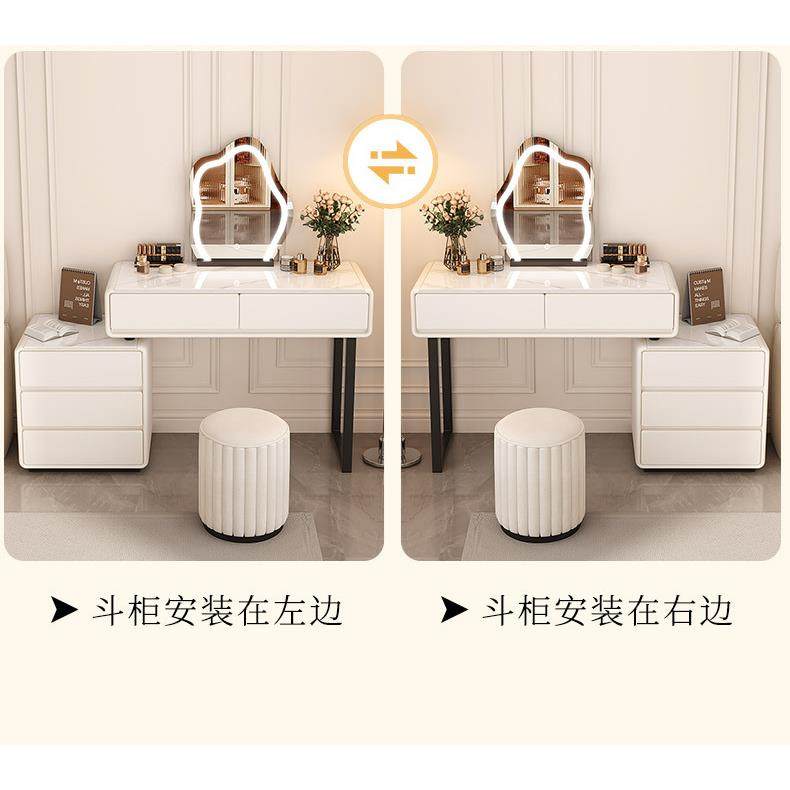 木奶油风实岩板梳妆台代小型卧室简约现奢轻迷你化妆桌收纳VCM柜,淘宝优惠券,粉丝福利购,淘宝优惠卷