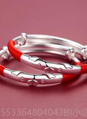 高档猪宝宝999纯银镯子婴儿童足手男女小孩满月礼银银饰品周岁生