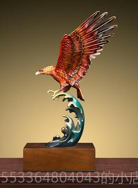 高档《大展宏图》全铜老鹰摆桌件办公室面装饰品导公司开领 业乔