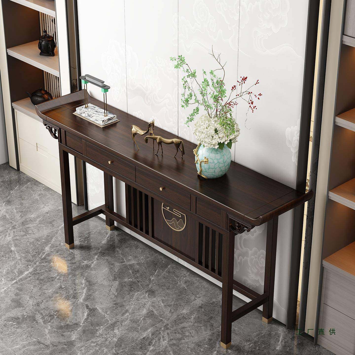 TKM中新中式关桌堂条案乌金入木户靠墙客厅供桌案几实木轻奢玄关,淘宝优惠券,粉丝福利购,淘宝优惠卷