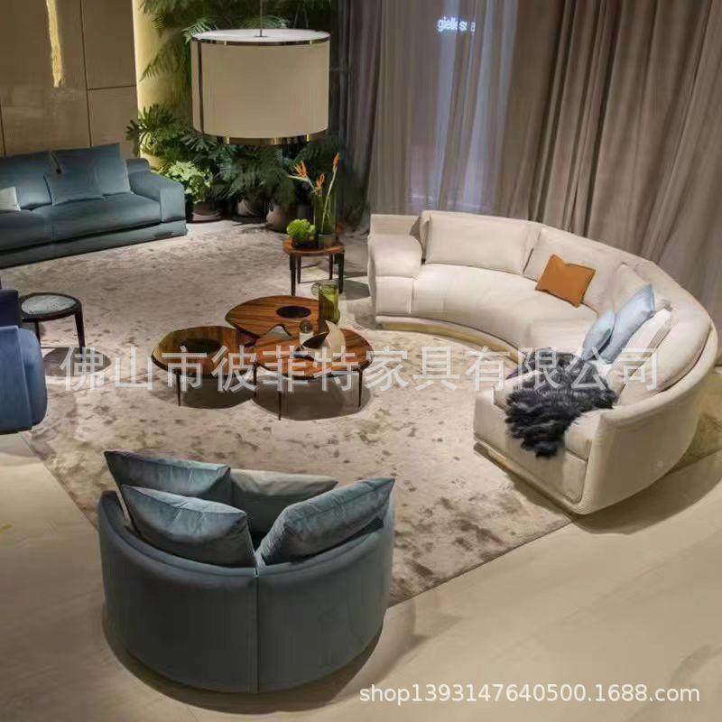 意式现轻风CJU弧形布艺奢沙发后代板房大户型别墅影音样室布艺沙,淘宝优惠券,粉丝福利购,淘宝优惠卷
