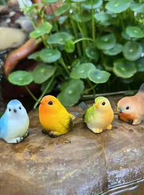 微景观仿真小鸟摆件阳台花盆假山装饰麻雀摆件小鸟造景园艺装饰品