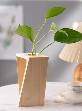 水培花瓶创意复古木架小清新客厅简约装饰摆件桌面绿萝装饰
