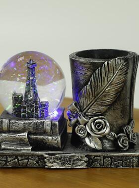 创意复古水晶球摆件家用装饰摆件树脂工艺品圣诞摆件精美婚庆