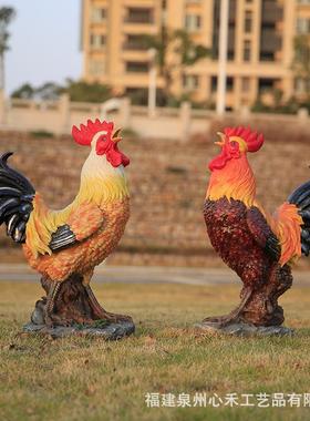 仿真鸭鸡天鹅摆件庭院仿真动物草地幼儿园树脂模型景观装饰品