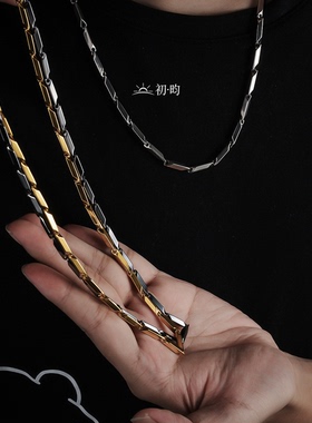 钛钢竹节菱形简约百搭锁骨链