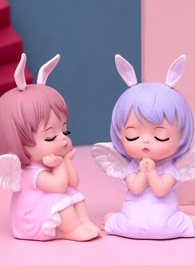卡通梦幻天使可爱搪胶安妮宝贝蛋糕摆件烘培装饰品派对生日用品