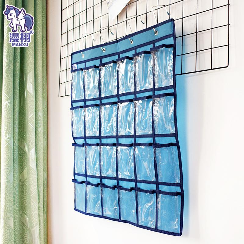 新款24格30格透明收纳挂袋学生卡片置物袋教室手机壁挂袋门墙整理 - 图0