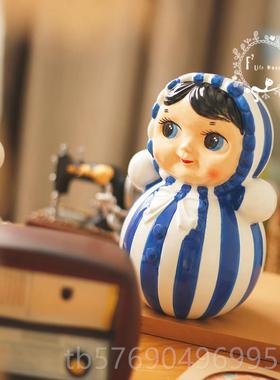 新款7080后年回忆覆古杯子娃娃陶瓷饰品国收潮流橱窗装童饰藏价全