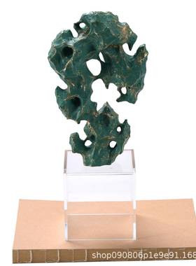 新装中式家居设板房太湖石软饰品茶室客厅酒柜玄关博古摆架样PZ12