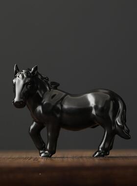 红色陶马马F989T85J摆件十二生肖瓷器客厅工艺品风水招财马到瓷成