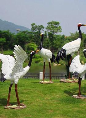 仿真大仙鹤丹小顶鹤摆园件房地产LAX公景区假山喷泉场景品雕塑工