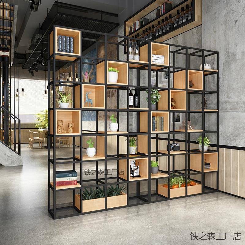 美式铁TZS046艺关落地屏木风隔断厅架子实客书架现代简约展示架玄 - 图0