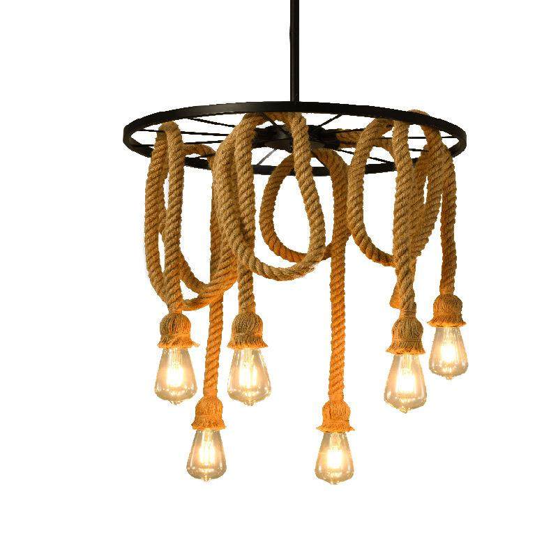 复古工业风麻绳吊灯餐厅酒吧服装店理发店绿植灯具铁艺家居LED灯,淘宝优惠券,粉丝福利购,淘宝优惠卷