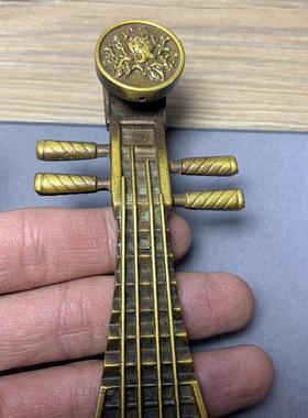 古玩杂项收藏复古铜器摆件琵琶铜器摆件工艺品摆件琵琶模型摆件