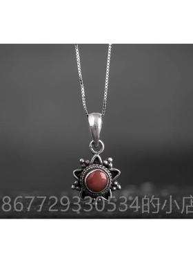 高档泊尔手工饰95银品宝石手镯吊坠 女个性 手錬 创2意覆尼古民族